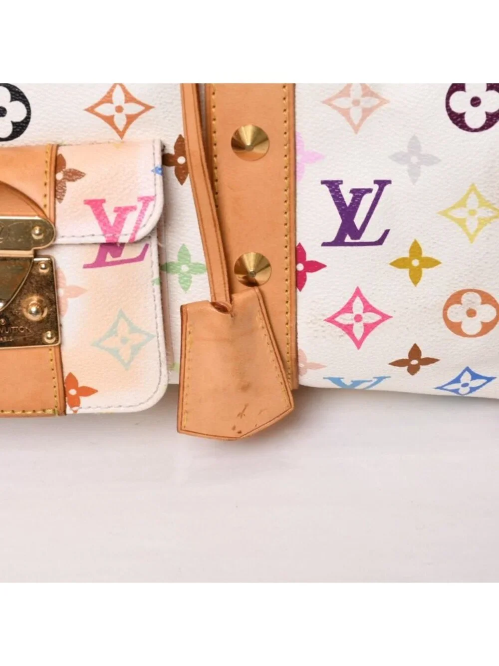 Louis Vuitton Keepall 45 Boston Bag Monogram Multicolor White Takashi Murakami